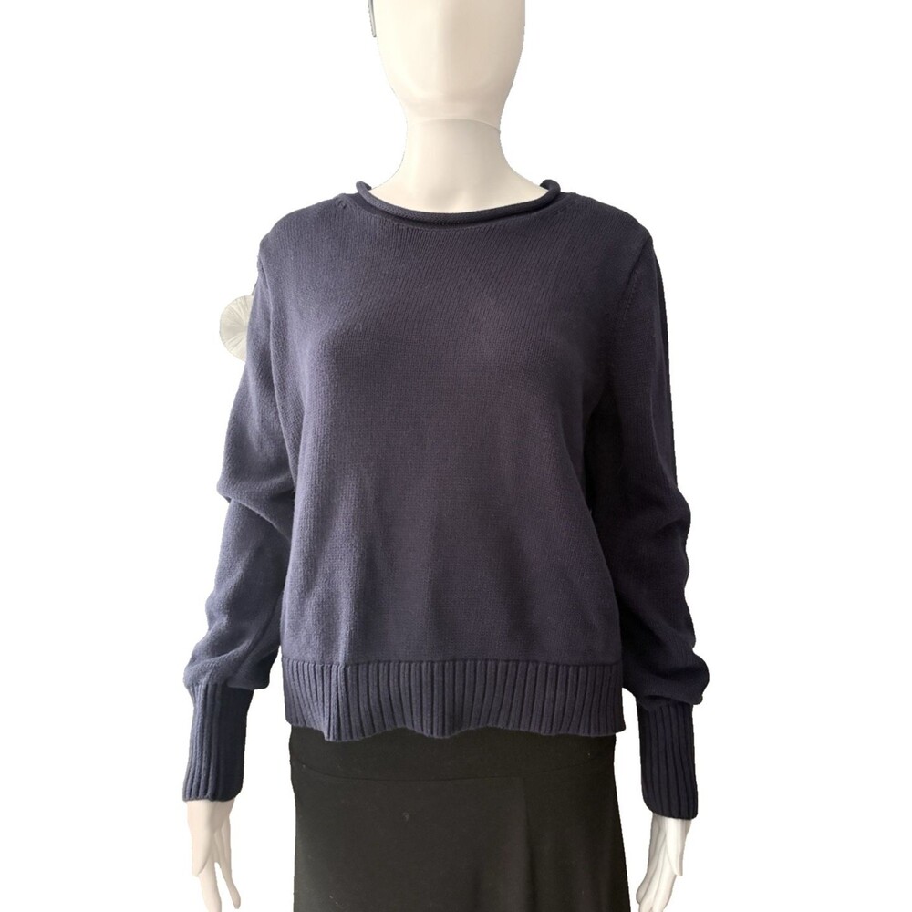 Gap Roll Neck Chunky Fisherman Sweater Blue Preppy 90s 100% Cotton Classic SZ M